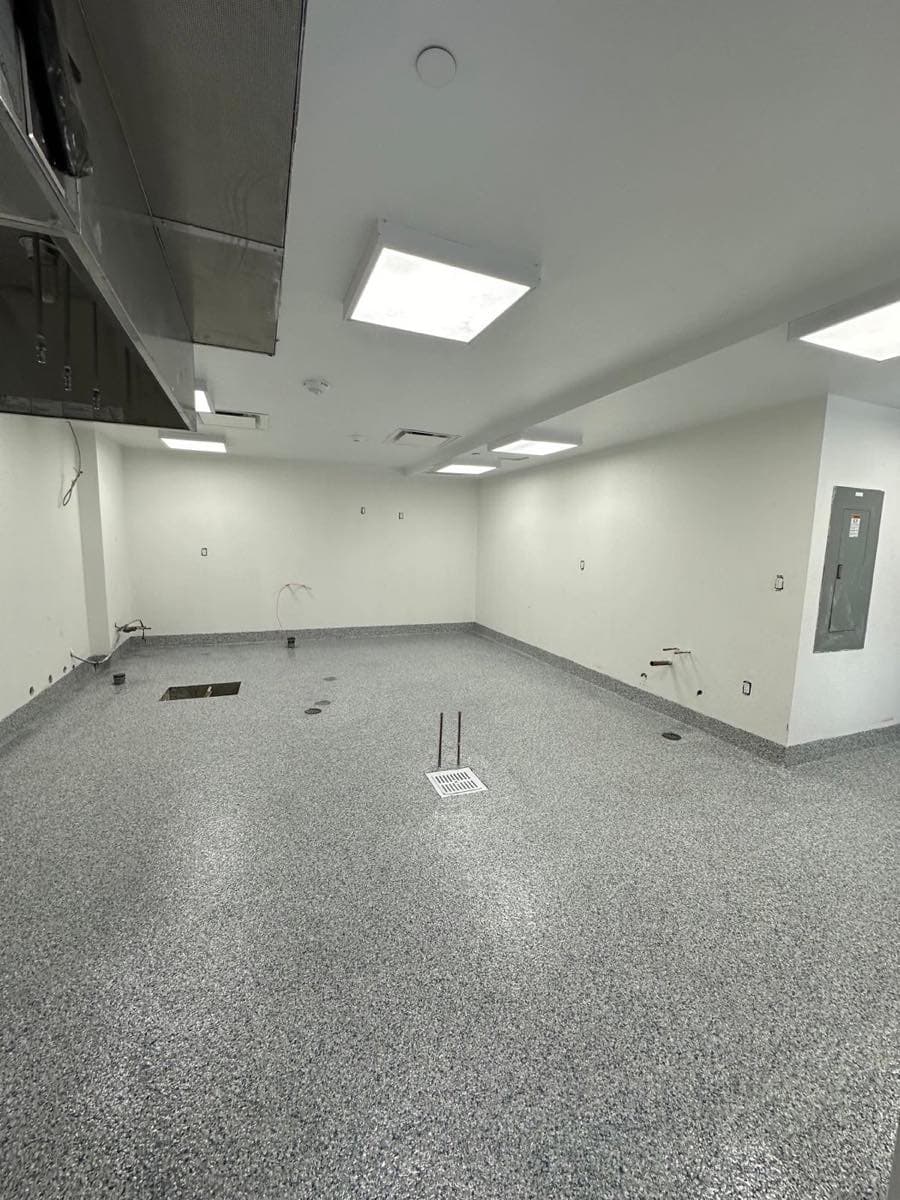 Utility room with flake epoxy floor