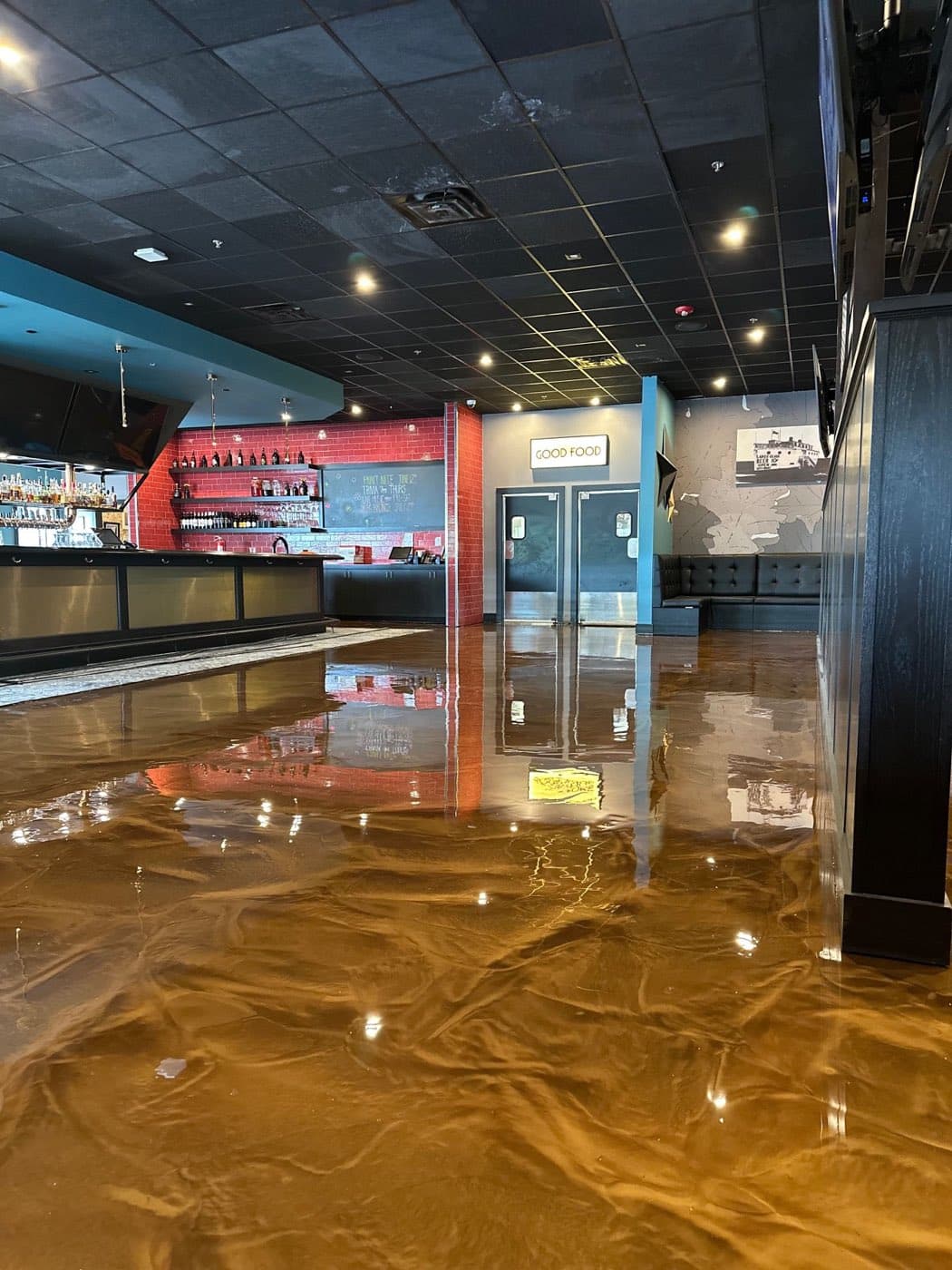 Bronze metallic epoxy storefront floor