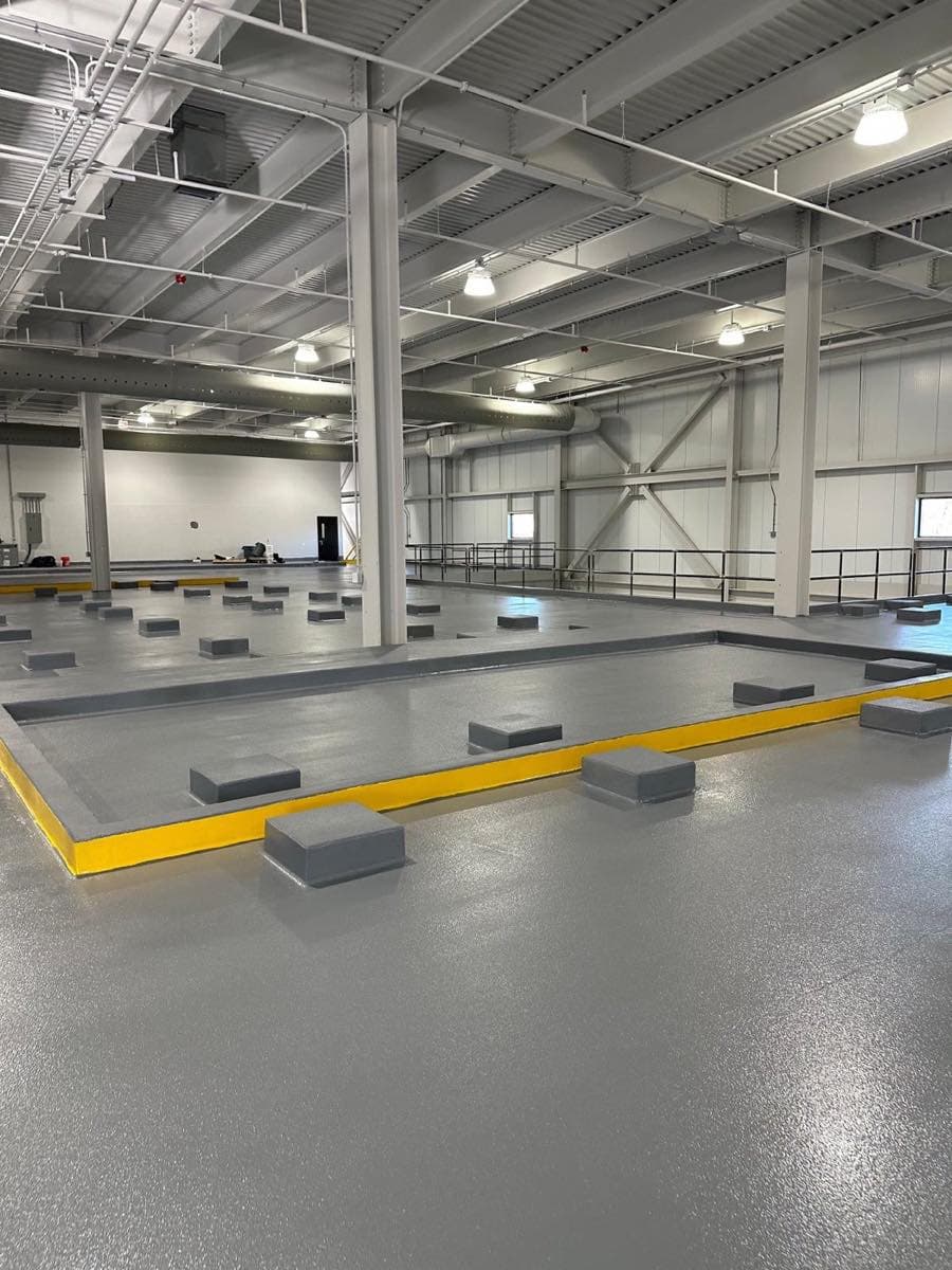 Industrial floor with safety striping