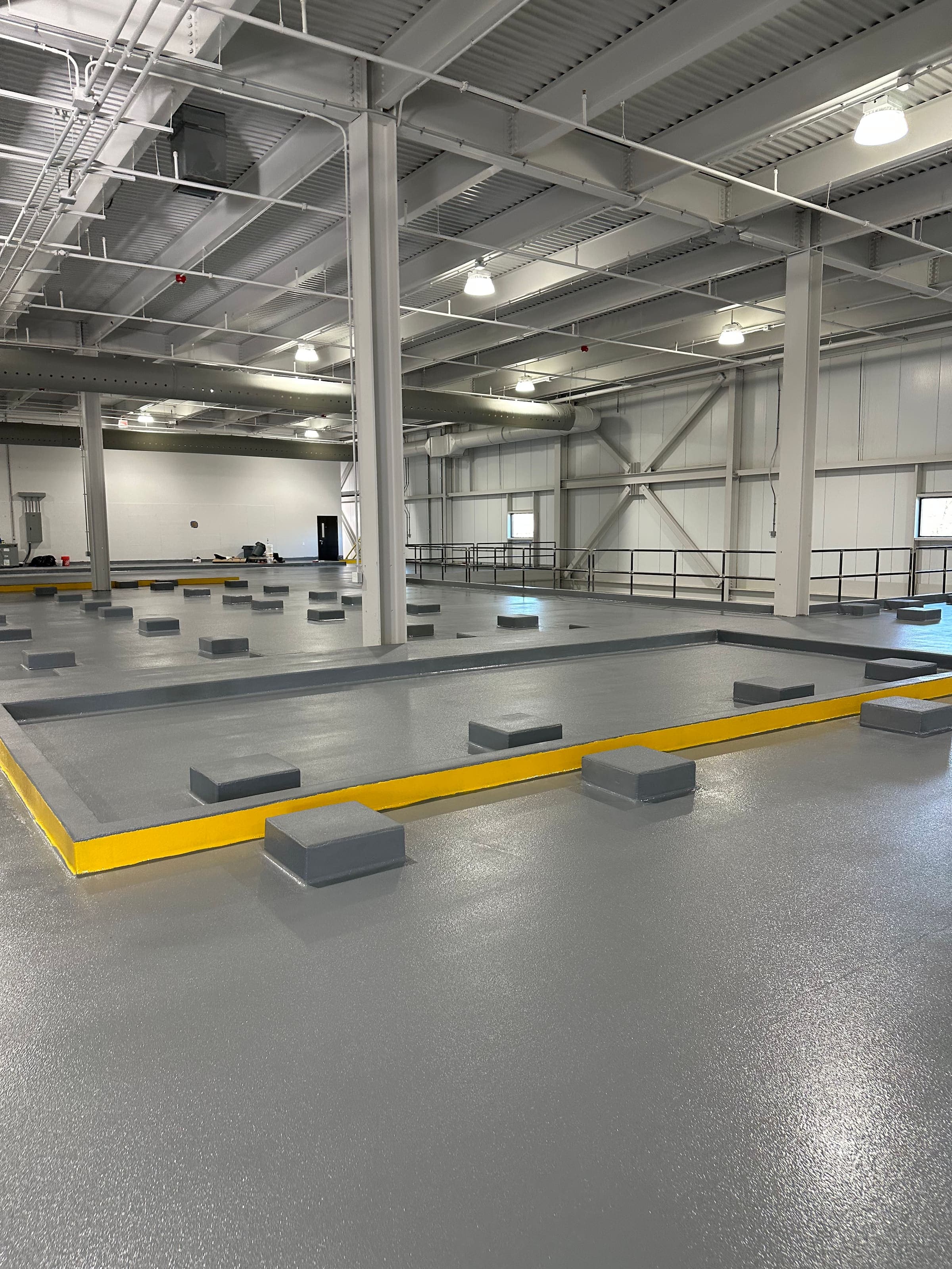 Industrial floor with safety striping
